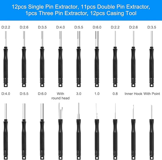 Terminal Removal Tool Kit 36 Pcs Depinning Tool Electrical Connector Pin Removal Tool Kit Pin Extractor Tool Set Wire Terminal Release Tool for Automotive Car Household Devices - Black