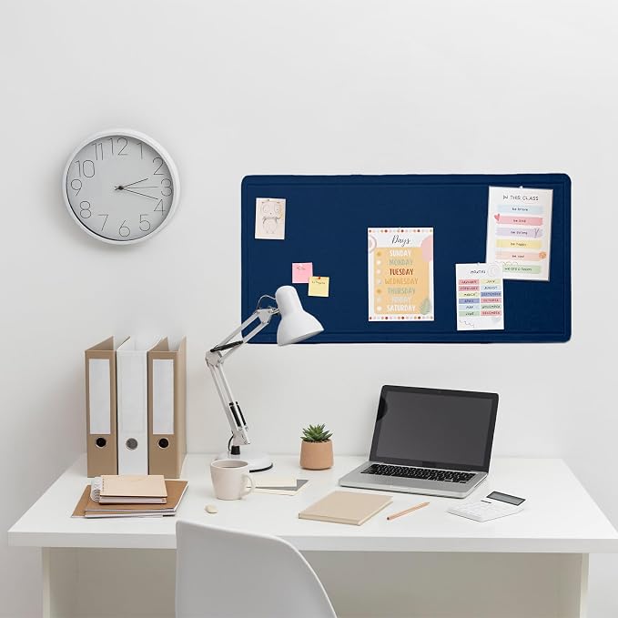 Felt Bulletin Board 35x18 inches, Decorative Pin Board for Home & Office | Cork Board Alternative for Wall with Push Pins, Display Mood Board for Photos, Notes & Reminders