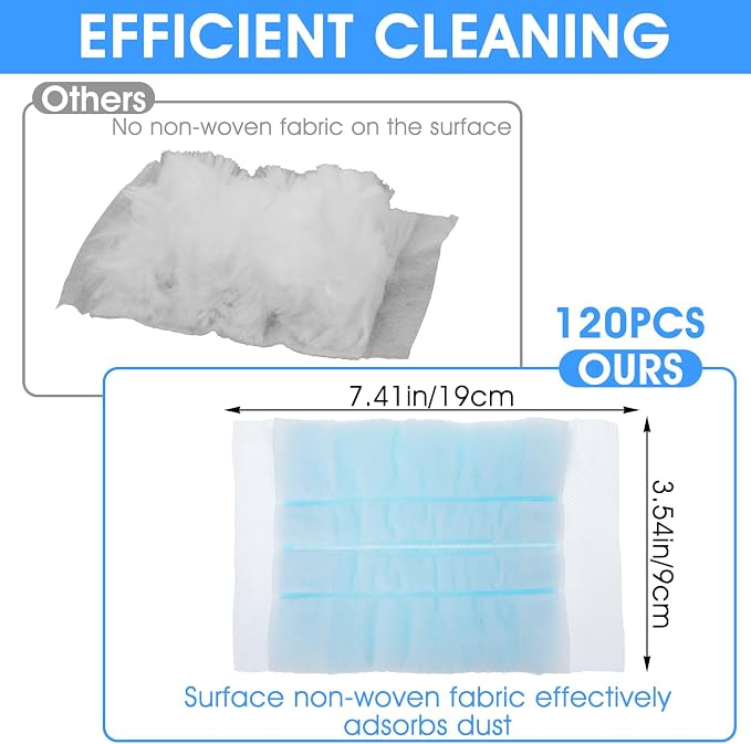120 Pcs Duster Refills, Electrostatic Disposable Dusters Refills Compatible with Duster, Bulk Heavy Duty Dusters Refill for Blinds Ceiling Fans Furniture Multi-Surface Dusting, Unscented
