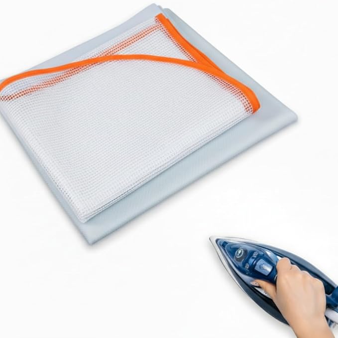HunnmingRe 2 Types Pressing Cloth for Ironing, Cotton Fabric and Nylon Mesh Ironing Cloth, 2 Types of Different Fabric Pressing Cloths for Clothes Protect