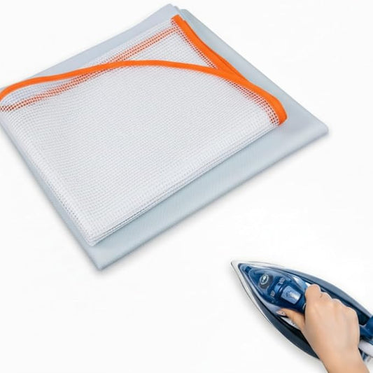 HunnmingRe 2 Types Pressing Cloth for Ironing, Cotton Fabric and Nylon Mesh Ironing Cloth, 2 Types of Different Fabric Pressing Cloths for Clothes Protect