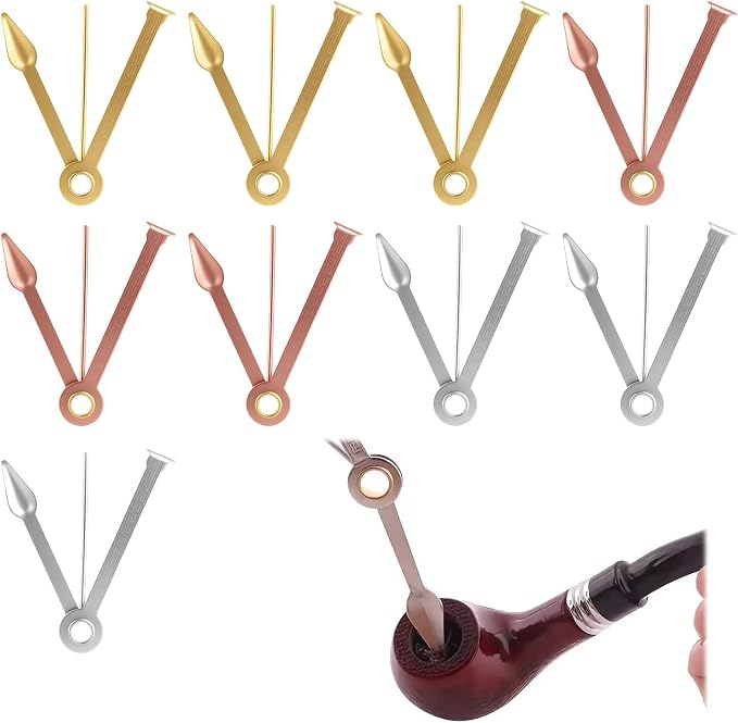 9 Pack 3-in-1 Metal Cleaning Tools, Stainless Steel Tamper Reamer Pick Set, Compact Multi-Tool for Tube Maintenance Craft Repair Accessories (Gold Rose Gold Silver)