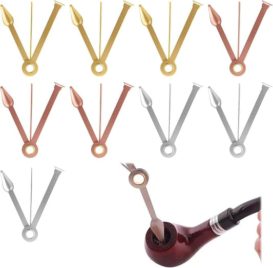9 Pack 3-in-1 Metal Cleaning Tools, Stainless Steel Tamper Reamer Pick Set, Compact Multi-Tool for Tube Maintenance Craft Repair Accessories (Gold Rose Gold Silver)