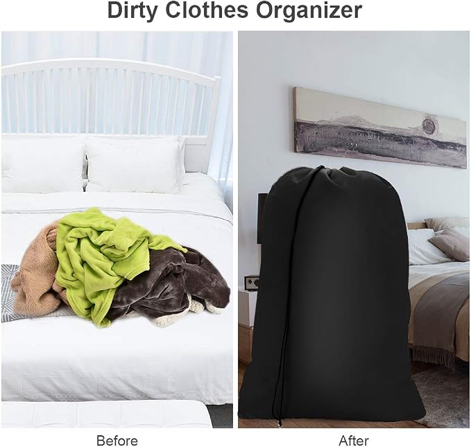 2 Pack Heavy Duty Large Laundry Bag 28x45 inch Extra Hamper Bag Dirty Clothes Organizer Drawstring Cloth Laundry Bag for Travel Camp Home College Dorm Drying Do Not Exceed 176℉ Black | Dirty Clothes Organizer Drawstring Cloth Laundry Bag for Travel Cam...