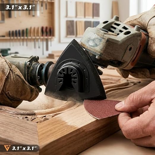 Oscillating Tool Sanding Pad Kit, 106Pcs Multi Tool Sanding Pads with 2 Triangle Sanding Pads, 2 Finger Sanding Pads, 100 Sandpaper Sheets, 60-240 Grit for Wood Metal Plaster Grinding Polishing