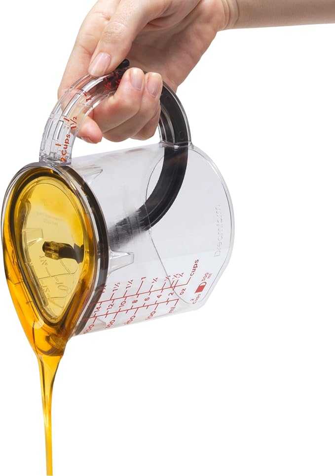 Dreamfarm Big Upcup All-in-1 Adjustable Measuring Cup - 2 Cup | Measures dry and liquid ingredients and scrapes itself clean, easy-to-read metric and imperial measurements, microwave safe