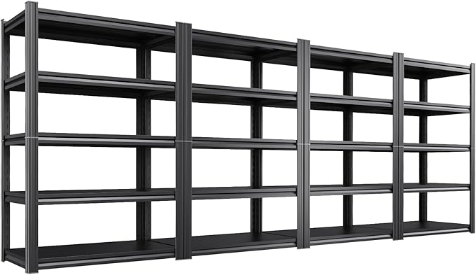 Set of 4 Heavy Duty Garage Shelving Unit, 71.2" H x 35.4" W x 16" D, 5-Tier Adjustable Storage Shelves for Garage Storage, Standing Shelf Unit & Shelves Organizer for Home, Warehouse, Workshop