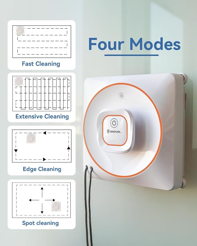 8000Pa Anti-Fall Window Cleaner Robot Auto Spray for High Rise Glass | 4 Cleaning Modes with Intelligent Path Planning,15-Stage Anti-Fall System,Remote Control,120mL Water Tank