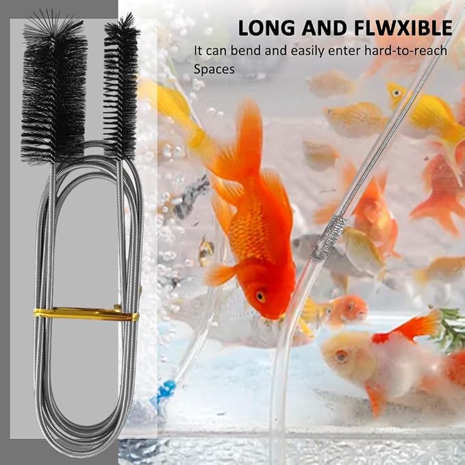 2pcs Flexible Long Drain Brush Set, Hose Pipe Stainless Steel Nylon Bristles Brushes with Dual Heads Tube Cleaner Brush for Kitchen, Sink, Drain Pipe, and Pipe Cleaning Tool