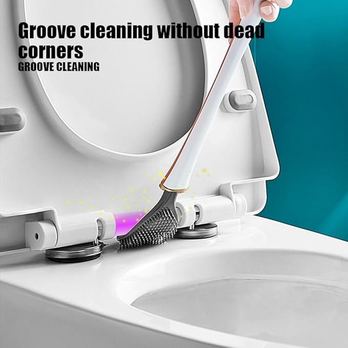 Modern Flexible Silicone Toilet Caspa for Home, Modern Home Flexible Silicone Toilet Brush, Wall Mounted Silicone Toilet Brush and Holder Set with Dispenser, Automatic Opening & Closing (1-C)