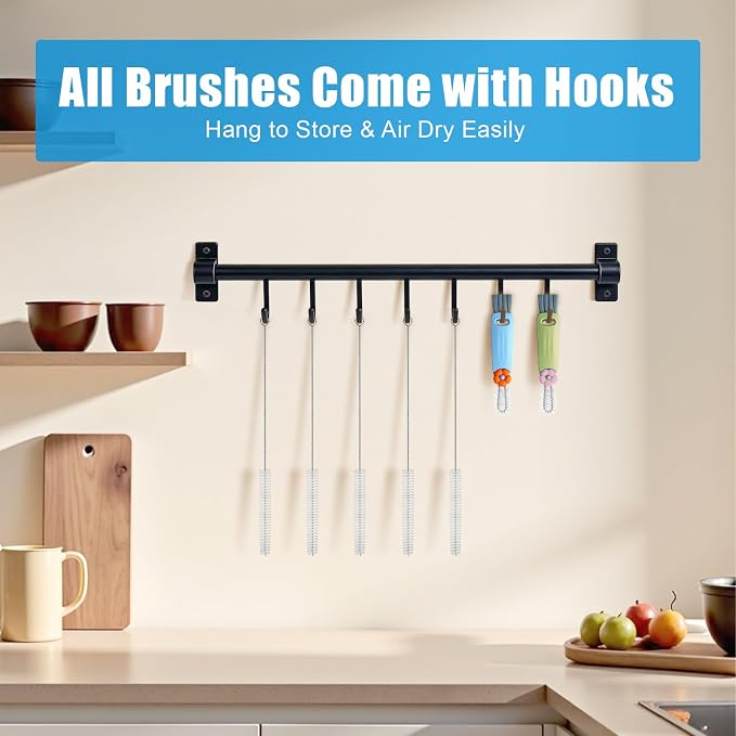 7Pcs 3-in-1 Cup Lid Gap Cleaning Brush & Straw Brush Set, Reusable Metal Straw Cleaner Brush, Multifunctional Cleaning Kit for Various Cup Lids