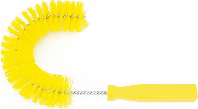 SPARTA Plastic Hook Dusting Brush, Clean-In-Place, Galvanized Wire with Threaded Hole for Dusting Surface of Curved Drains and Pipes, 11.5 Inch Length, Yellow