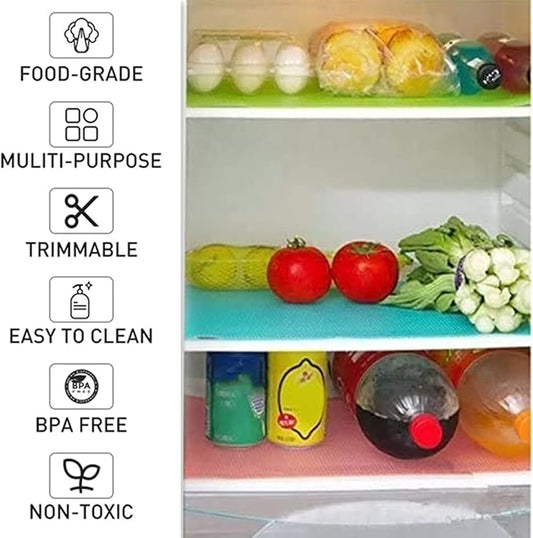 Aiosscd 15PCS Shelf Mats Refrigerator Liners Washable Refrigerator Pads Fridge Mats Drawer Placemats Home Kitchen Gadgets Accessories Organization for Top Freezer(5green+5pink+5blue)