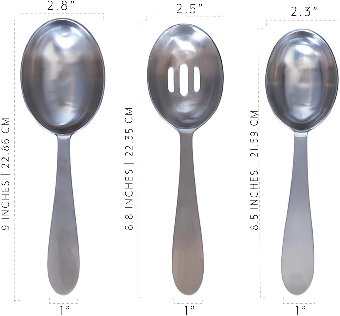 Darware Portion Control Serving Spoons Set (6pc) – Stainless Steel 1/4, 1/3, 1/2 Cup Sizes – Solid & Slotted Kitchen Utensils for Meal Prep, Cooking & Healthy Eating