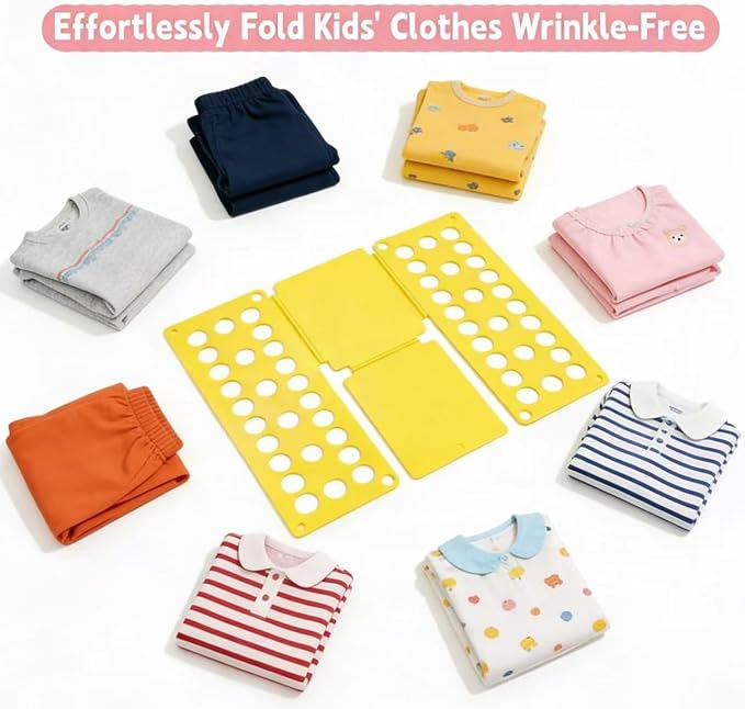 Toddler Small Clothes Folding Board for 2-8 Years - Foldable Home Laundry Storage Organizer, Space-Saving Folding Tool for Toddler Wardrobe, Black (Toddler Exclusive, Not for Adults) (Yellow)