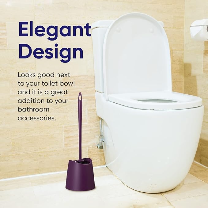 Toilet Brush Cleaner and Holder Purple 2 Pack Toilet Bowl Cleaner Brush with Scrubbing Wand, Brush and Storage Caddy for Easy Bathroom Cleaning