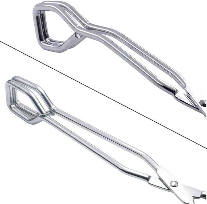 HINMAY Scissor Style Tongs 10-Inch and 11-Inch Set Stainless Steel Wire Tongs, Set of 2