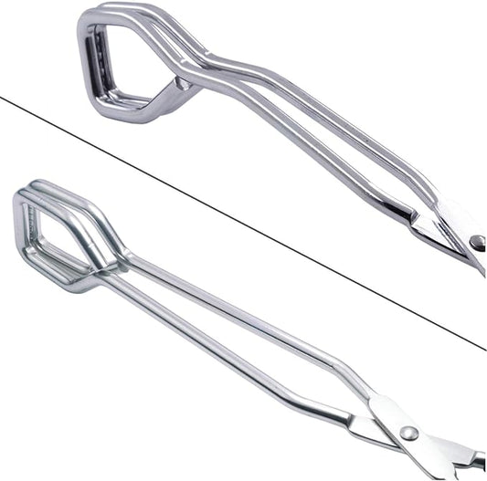 HINMAY Scissor Style Tongs 10-Inch and 11-Inch Set Stainless Steel Wire Tongs, Set of 2