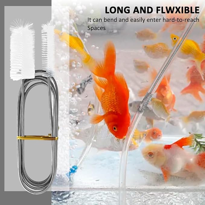 2pcs Flexible Long Drain Brush Set, Hose Pipe Stainless Steel Nylon Bristles Brushes with Dual Heads Tube Cleaner Brush for Kitchen, Sink, Drain Pipe, and Pipe Cleaning Tool