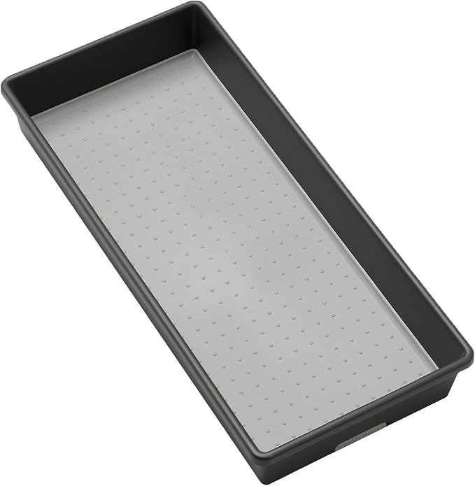 Madesmart Plastic Multipurpose Storage Organizer Bin for Drawers, Low-Profile Storage Bin Drawer Organizer, Granite