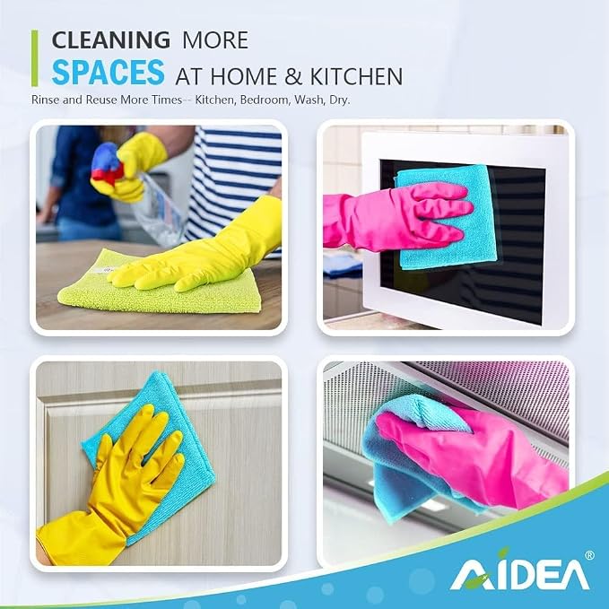 AIDEA Microfiber Cleaning Cloth-400PK, Microfiber Towels for Cars 12"x12" | Absorbent Cleaning Rags, Reusable Microfiber Towels Lint-Free, Dish Rags Streak-Free for Home /Kitchen Bulk Rags (Multicolor)