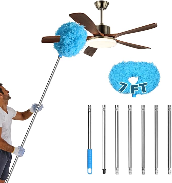 Storystore Ceiling Fan Cleaner Duster - Adjustable Duster with Extension Pole,Dusters for Cleaning Fan Blade, Walls and Cobweb (7FT/Blue)