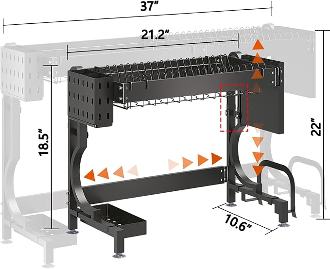 Over the Sink Dish Drying Rack, Height & Width Adjustable Stainless Steel | Large-Capacity Expandable Dish Rack with Utensil & Knife Holders,Hooks for Space-Saving Kitchen Storage | Fits Most Sinks