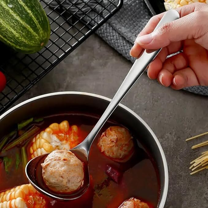 Soup Ladle, 2Pcs 304 Stainless Steel Ladle Spoon Small Gravy Soup Ladle Kitchen Utensil Cooking Serving Spoon for Cooking Buffet, Party, Kitchen(COLOR:sliver)