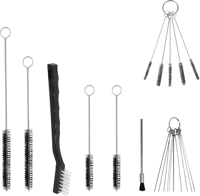 17pcs Multi-Purpose Spray Gun Cleaning Kit,Nylon Brushes Paint Gun Cleaning Kit Mini Brushes & Needles for Clean Airbrush Nozzles Spray Guns Tattoo Equipment (17)