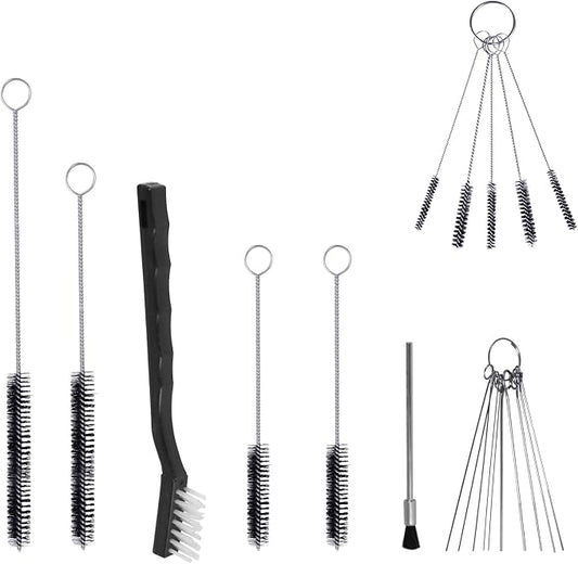 17pcs Multi-Purpose Spray Gun Cleaning Kit,Nylon Brushes Paint Gun Cleaning Kit Mini Brushes & Needles for Clean Airbrush Nozzles Spray Guns Tattoo Equipment (17)