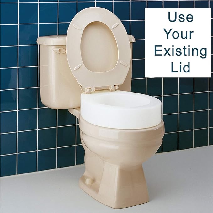 Carex Toilet Seat Riser, Round Raised Toilet Seat Adds 3.5 inches to Toilet Height, for Assistance Bending or Sitting, 300 Pound Weight Capacity Toilet Riser