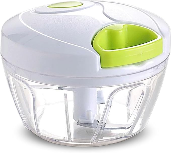 Manual Garlic Chopper Mincer,Food Processor Vegetable Chopper, Portable Hand Pull String Garlic Mincer Onion Cutter for Veggies, Fruits, Nuts, Herbs (white)