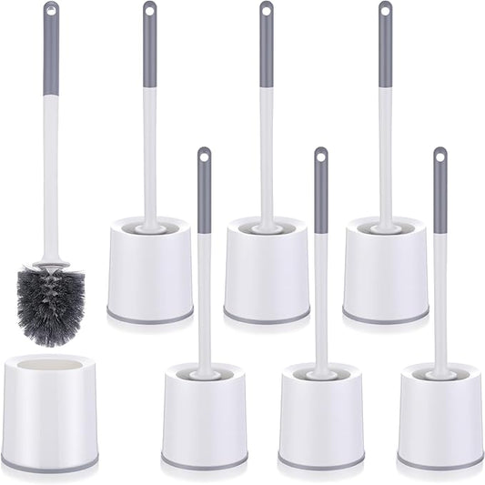Patelai 6 Pack 18.12 Inch Toilet Bowl Brush and Holder for Bathroom Toilet Bowl Brush Scrubber with Caddy Set for Deep Cleaning (White)