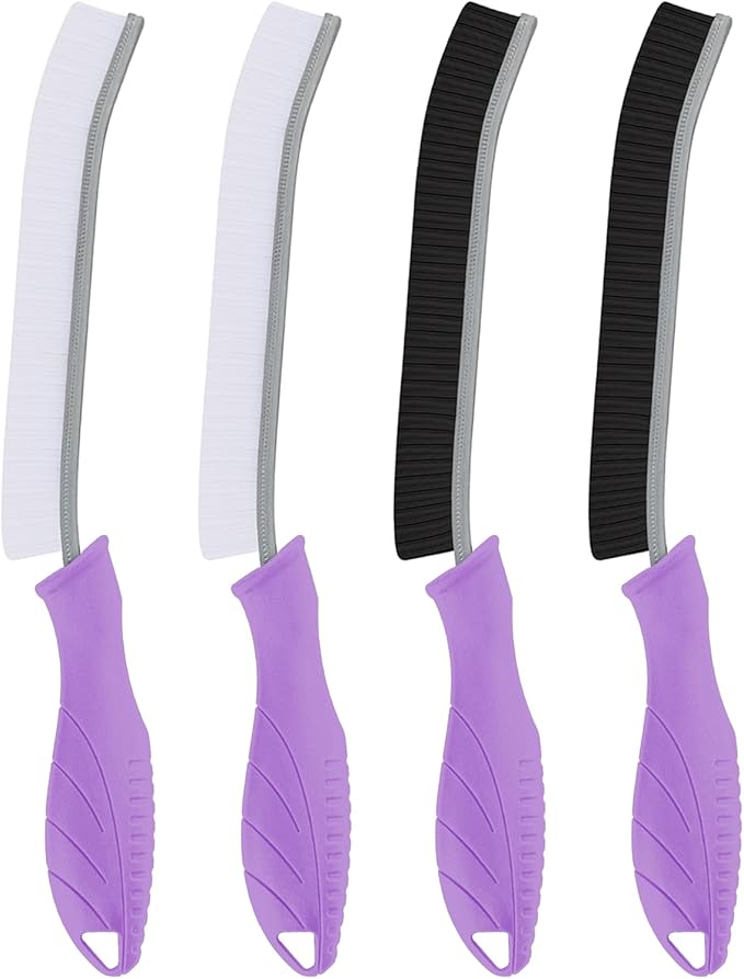 TQRR 2 Pcs Toilet Scrubber Brush, Bathroom Cleaning Brush with Hanging Hole | Multifunctional Hard Bristle Crevice Cleaning Brush,Gap Brush, Cleaner Tools for Sinks, Tub, Shower, Tile, Grout (4, Purple)