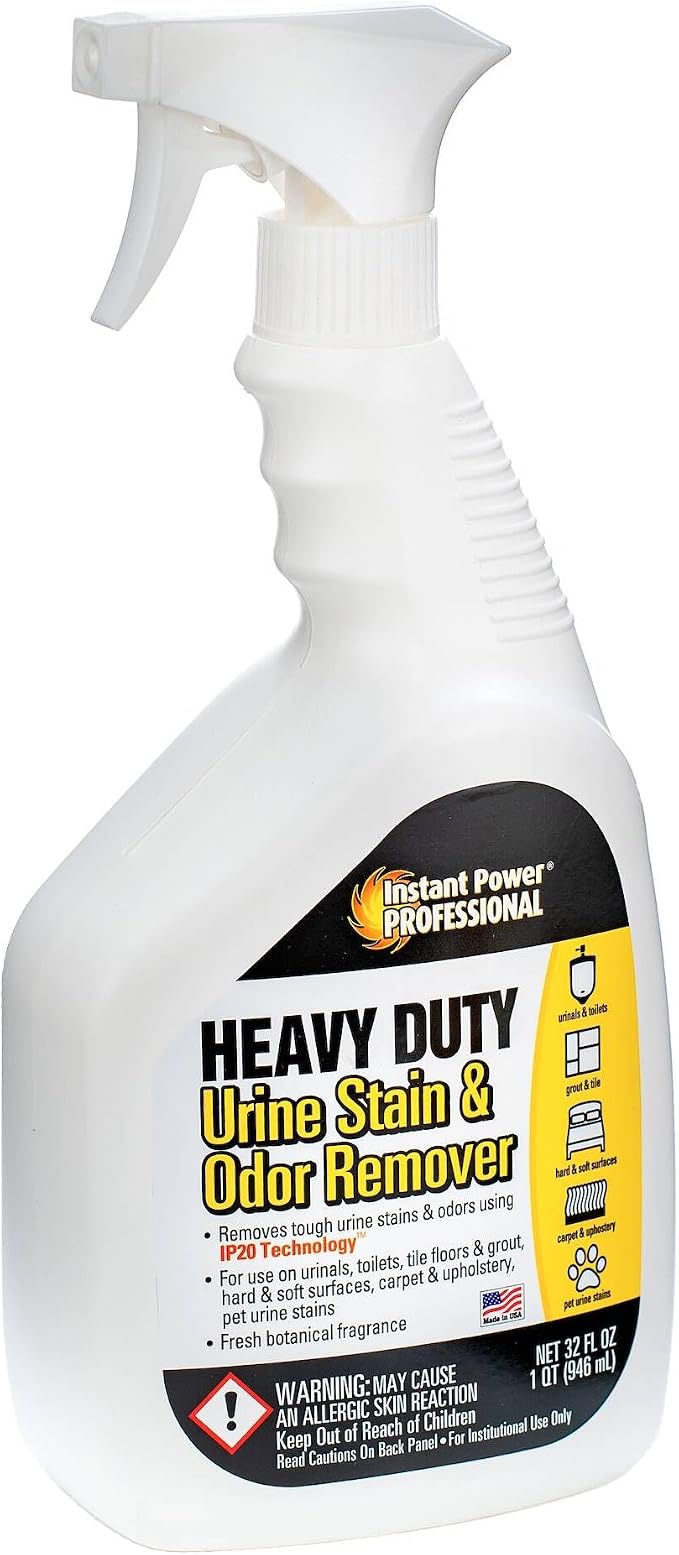 Instant Power Professional Enzyme Stain & Odor Remover, 32 fl oz | Heavy-duty bio-enzymes break down organic matter & urine, works on carpet, fabric, vinyl, tile & grout, no harsh chemicals
