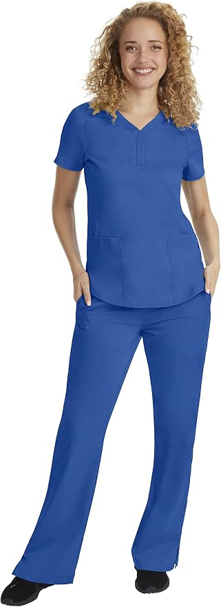 Healing Hands Purple Label Jane Scrub Top for Women Y-Neck Design | 2 Patch Pockets, Slim Fit Side Vents, Fitted Shirttail Silhouette, Breathable Comfort, Easy Care Fabric, Made for Every Shift