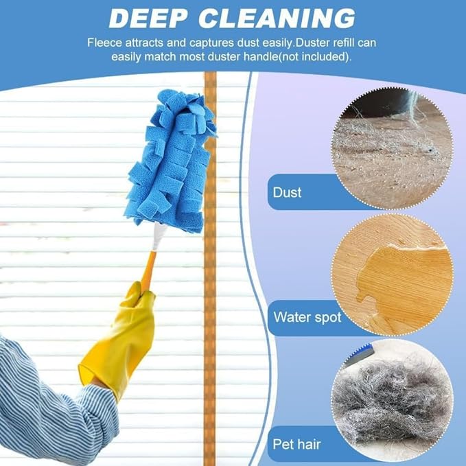 Reusable Chenille Microfiber Dust Duster, 2026 New Reusable Duster With Removable Washable Cloth Covers, 360°Electrostatic Duster Refills, Multi-Surface Dusting Mop For Efficient Home Cleaning (2 Set)