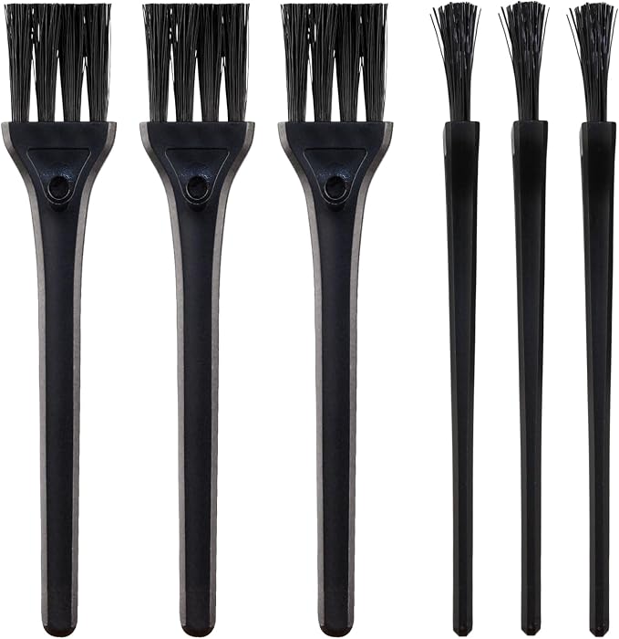 Mini Cleaning Brushes, 6 Pack Nylon Detail Brushes, 4.3 Inch | Nylon Bristles, Pink Handles, For Shavers, Razor Heads, Trimmers, Mug Lids, Keyboards, Small Crevices