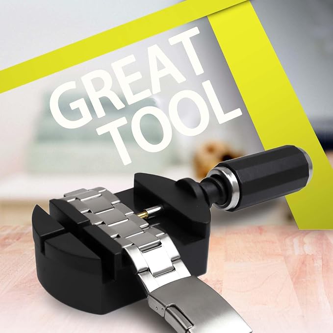 GLDCAPA Watch Link Removal Kit, Watch Band Sizing Tool for Watch Strap Adjustment, Watch Pins Replacement, Watch Hammer, Spring bar (Black)