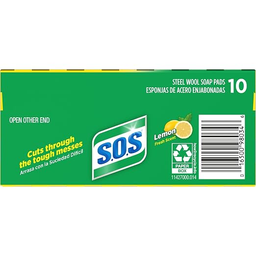 S.O.S Steel Wool Soap Pads, Lemon Fresh, 10 Count