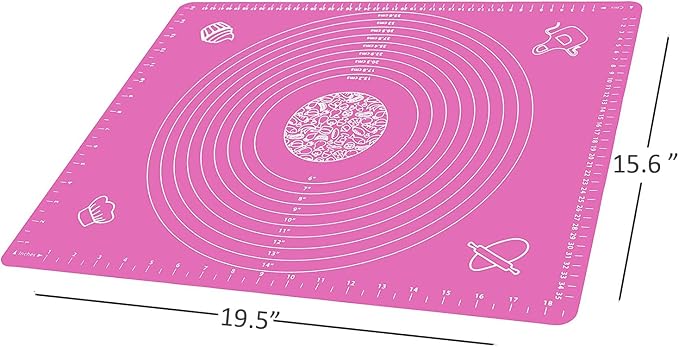 Silicone Baking Mat for Pastry Rolling Dough with Measurements (20" x 16 ", pink)