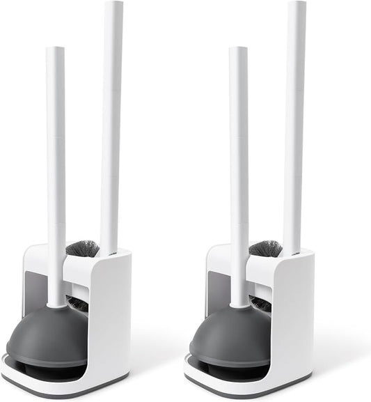 IVYROLL Toilet Brush and Plunger Set Hidden, S-Shaped Toilet Brush Plunger Combo 2 Pack, Perfect for Homes, Apartments & Bathrooms