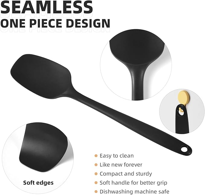 9Pcs Silicone Spatula Set,Flexible Small Spatula Tools for Baking, Mixing, Cooking, Frying, Kitchen Use.Jar Spatulas for Scraping,BPA free,cookware safe (Black)