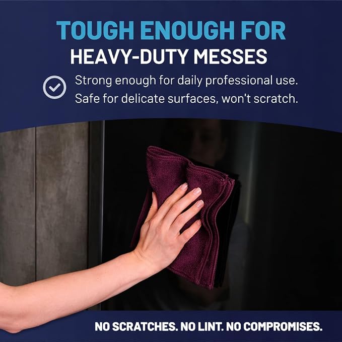 MW Pro Microfiber Cleaning Cloth | Coral, Teal, Plum | 12 Pack | 16” x 16” | All Purpose Microfiber Towels - Clean, Dust, Polish, Scrub, Absorbent