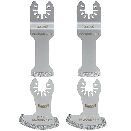 XXGO 4 Pcs Diamond Oscillating Multi Tool Gritting Grouting Saw Blades | Best for 1/8 Inch Grout Removal