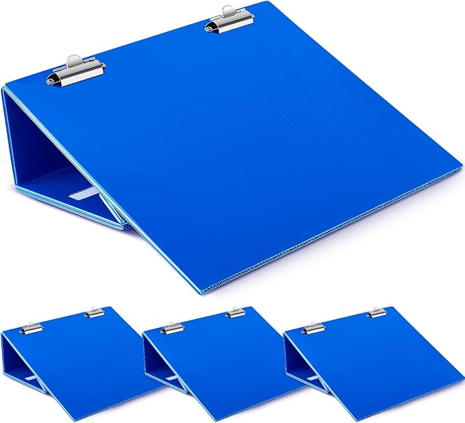 Nuanchu 4 Pcs Folding Slant Board for Writing 14 x 12 Inch Large Slanted Clipboard Adjustable Tilted Writing Boards Sloped Surface to Improve Handwriting Legibility Endurance (Blue)