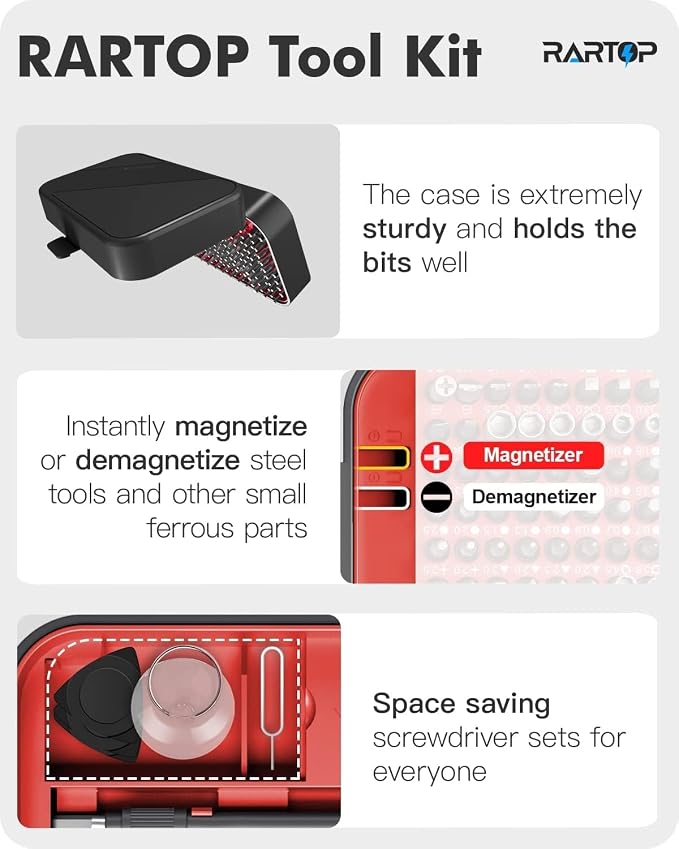 Screwdriver Set – Precision Screwdriver Bit Sets 130 in 1, Mini Hex Phillips Torx Slotted Screwdriver Bit Set with Tool Box, Ideal for Electronics, Laptop, iPhone, Jewelers and More(130-IN-Red)