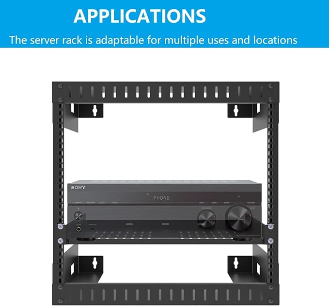 1U Universal Server Rack Shelves - 10" Deep, Steel Vented Cantilever Rack Tray for 19" Equipment, Black (10 inch) (Pack of 2)