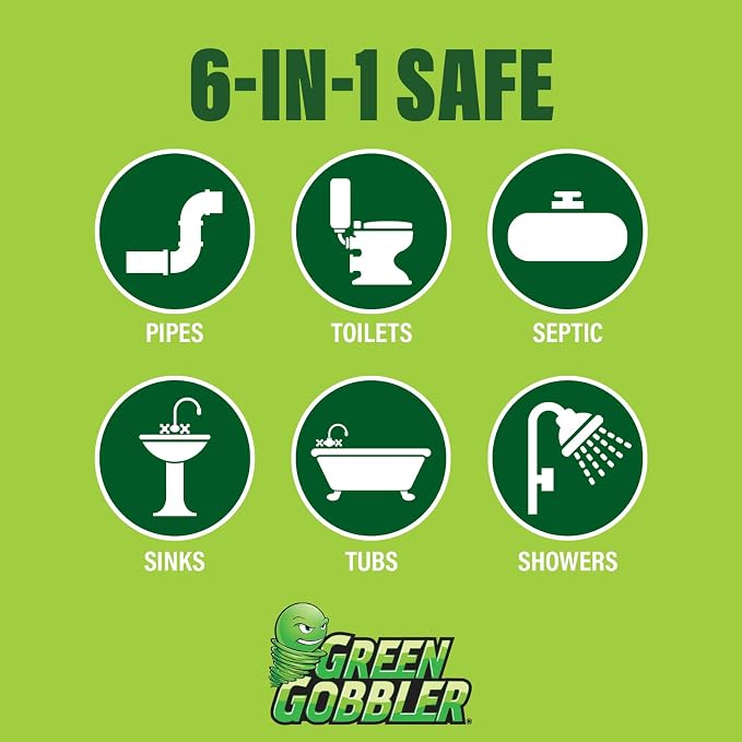 Green Gobbler Drain Clog Remover & Drain Cleaner Powder (5 Pacs & 5 Tools)