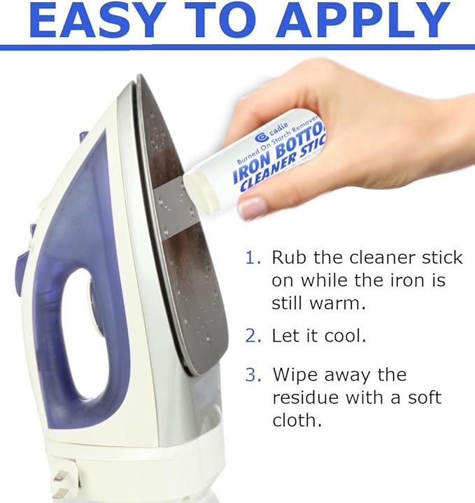 Cadie Steam Iron Bottom Cleaner Stick – Removes Build-Up Starch, Melted Fabric, Glue from Hot Iron – Eliminates Sticky Residue On Any Iron Soleplate on The Market - Easy to Use – 3 Pack